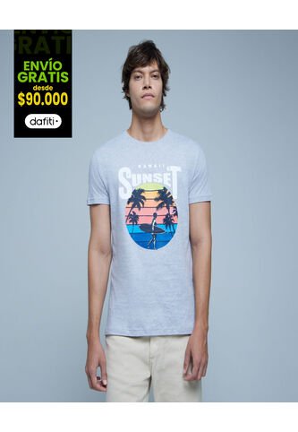 Camiseta Para Hombre Manga Corta Color Gris  Marca Ostu #60091216 Ostu