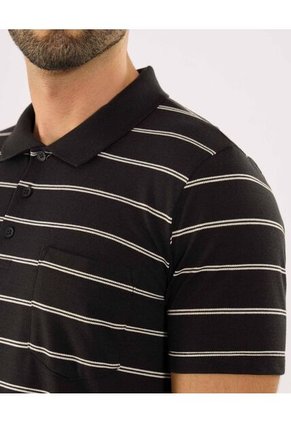 Polo Para Hombre Cuello Tejido Con Bolsillo Color Negro Marca Ostu #60110799