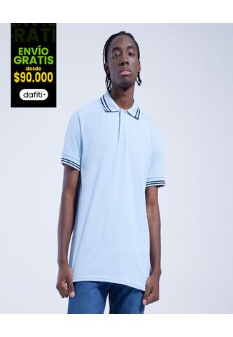 Polo Para Hombre Cuello Tejido Sin Bolsillo Color Azul  Marca Ostu #60110535 Ostu