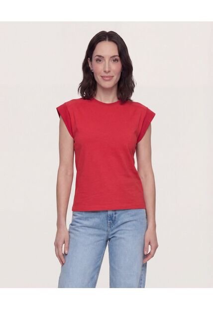 Camiseta Basica Boxi  Para Mujer Rojo Ostu