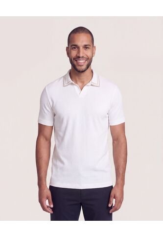 Polo Texturizado Cuello Contraste  Para Hombre Crema Ostu Ostu
