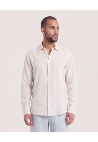 Camisa Manga Larga  Para Hombre Marfil Ostu Ostu