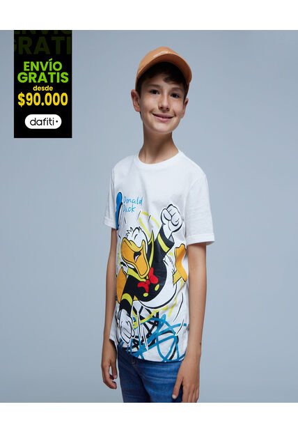 Camiseta Donald Duck 90 Blanca  De Infantil Niño #80090217