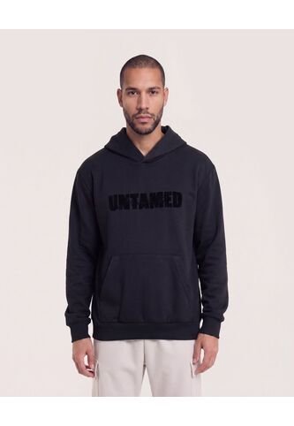 Hoodie Con Estampado  Para Hombre Negro Ostu Ostu