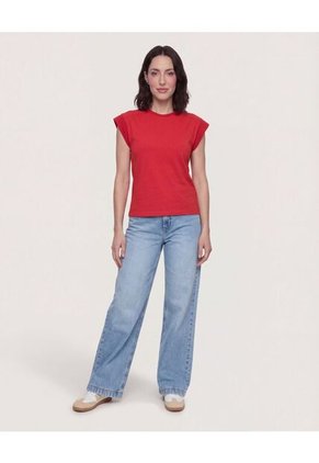 Camiseta Basica Boxi  Para Mujer Rojo Ostu