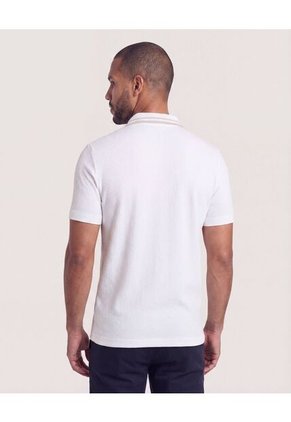 Polo Texturizado Cuello Contraste  Para Hombre Crema Ostu