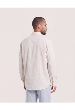 Camisa Manga Larga  Para Hombre Marfil Ostu