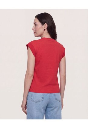 Camiseta Basica Boxi  Para Mujer Rojo Ostu