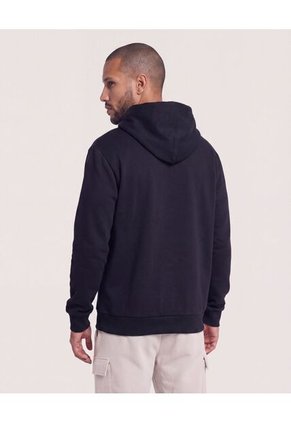 Hoodie Con Estampado  Para Hombre Negro Ostu