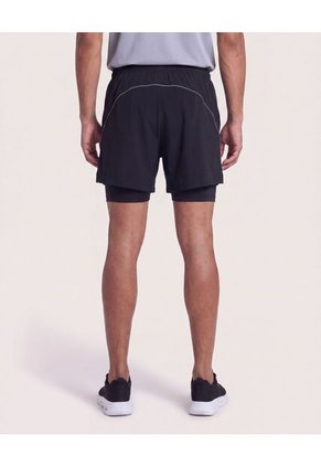 Bermuda Running Reflectiva  Para Hombre Negro Ostu