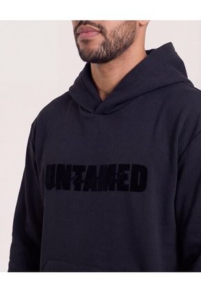 Hoodie Con Estampado  Para Hombre Negro Ostu