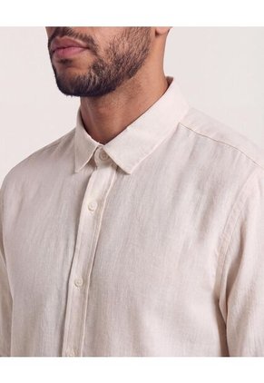 Camisa Manga Larga  Para Hombre Marfil Ostu