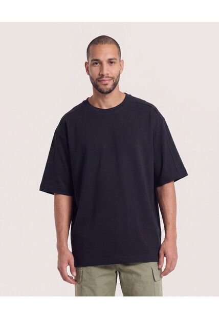 Camiseta Oversize  Para Hombre Negro Ostu