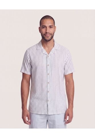 Camisa Resort De Manga Corta  Para Hombre Azul Ostu Ostu