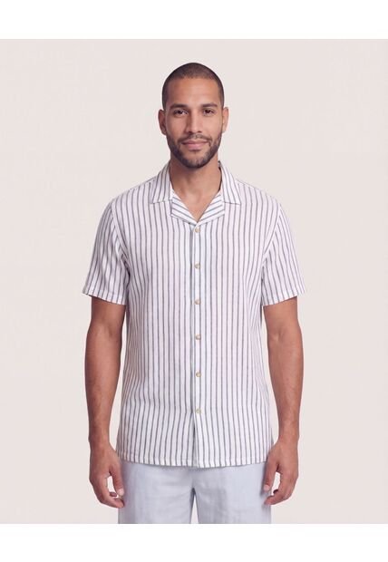 Camisa Resort De Manga Corta  Para Hombre Azul Ostu