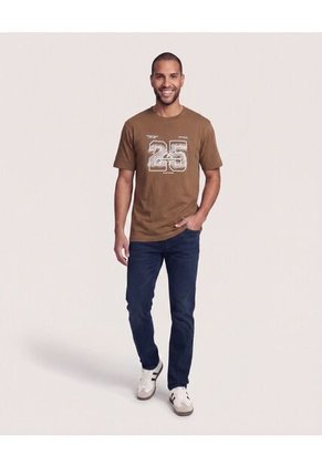 Camiseta Regular Estampado 25  Para Hombre Café Ostu