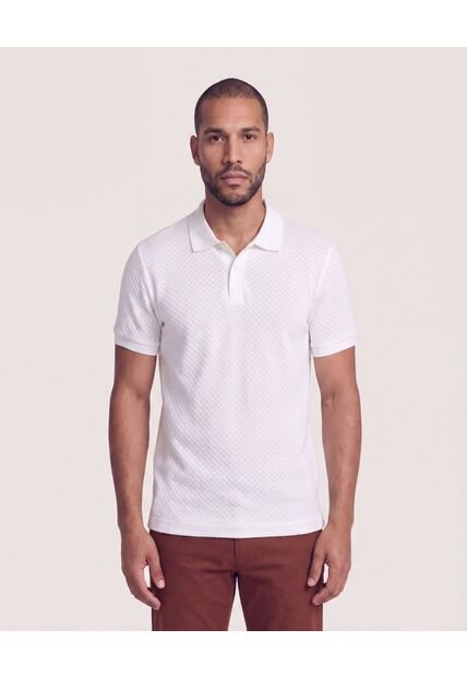 Polo Texturizada Manga Corta  Para Hombre Crema Ostu