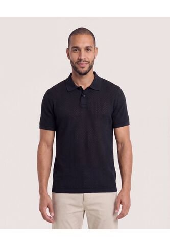 Polo Texturizada Manga Corta  Para Hombre Negro Ostu Ostu