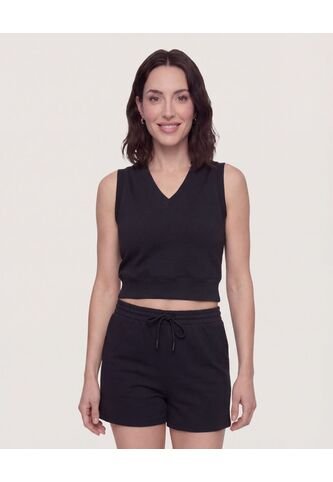 Chaleco Escote En V  Para Mujer Negro Ostu Ostu