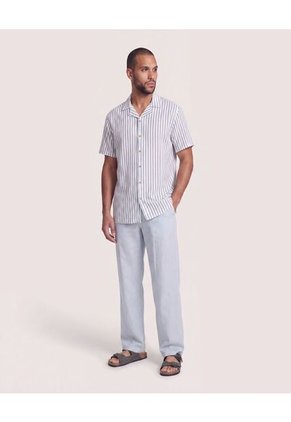 Camisa Resort De Manga Corta  Para Hombre Azul Ostu