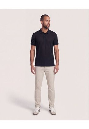Polo Texturizada Manga Corta  Para Hombre Negro Ostu