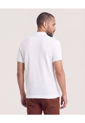 Polo Texturizada Manga Corta  Para Hombre Crema Ostu