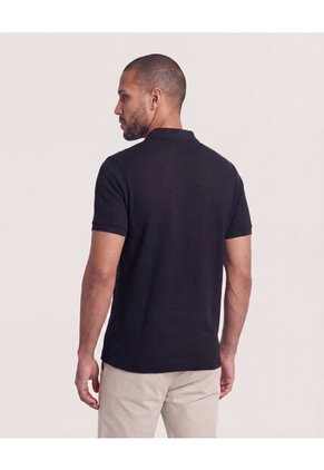 Polo Texturizada Manga Corta  Para Hombre Negro Ostu