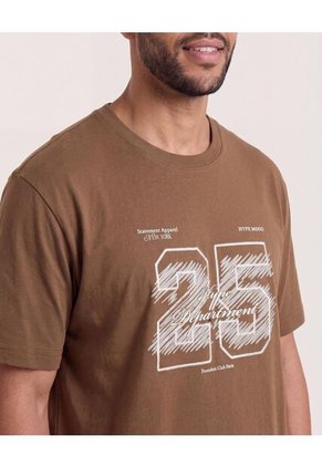Camiseta Regular Estampado 25  Para Hombre Café Ostu