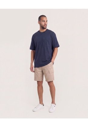 Bermuda Cargo Con Bolsillos Laterales  Para Hombre Café Ostu