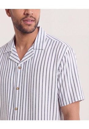 Camisa Resort De Manga Corta  Para Hombre Azul Ostu