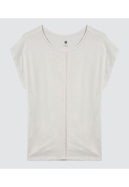 Camiseta Para Mujer Manga Corta Color Crema Marca Ostu #40092033