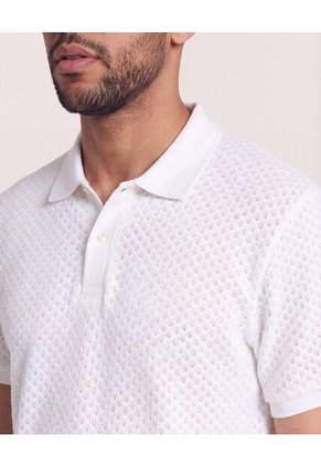 Polo Texturizada Manga Corta  Para Hombre Crema Ostu