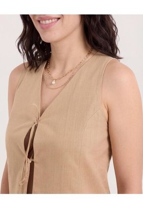 Chaleco De Anudar  Para Mujer Camel Ostu