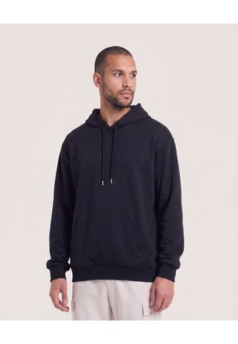 Hoodie Unicolor  Para Hombre Negro Ostu Ostu