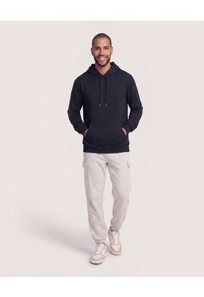 Hoodie Unicolor  Para Hombre Negro Ostu