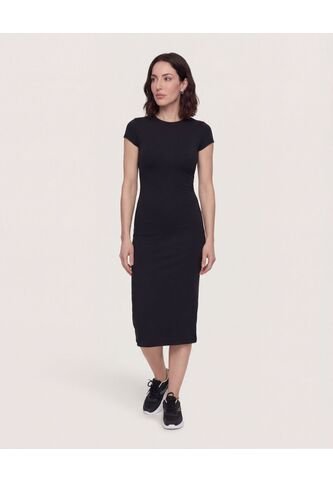 Vestido Largo Unicolor  Para Mujer Negro Ostu Ostu