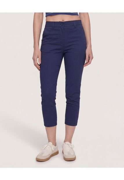 Pantalón Basico Capri  Para Mujer Azul Ostu