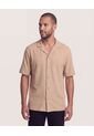 Camisa Resort Tricot  Para Hombre Beige Ostu de Ostu