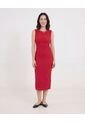 Vestido Midi Ajustado Manga Sisa  Para Mujer Rojo Ostu de Ostu