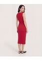 Vestido Midi Ajustado Manga Sisa  Para Mujer Rojo Ostu de Ostu
