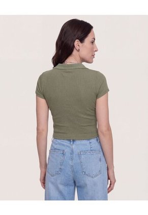 Polo Cropped  Para Mujer Verde Ostu