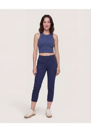 Pantalón Basico Capri  Para Mujer Azul Ostu