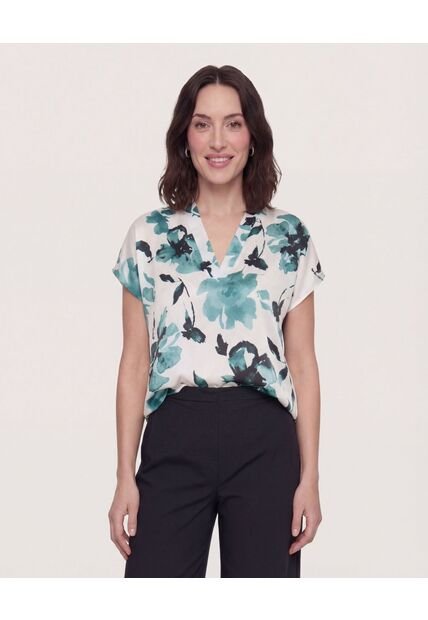 Blusa Con Escote En V  Para Mujer Verde Ostu