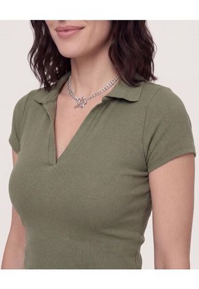 Polo Cropped  Para Mujer Verde Ostu