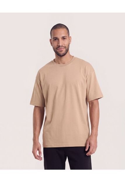 Camiseta Relaxed Estampado Posterior  Para Hombre Café Ostu