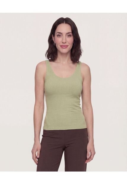 Camiseta Manga Sisa Escotada  Para Mujer Verde Ostu