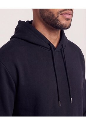 Hoodie Unicolor  Para Hombre Negro Ostu