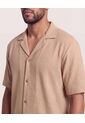 Camisa Resort Tricot  Para Hombre Beige Ostu de Ostu