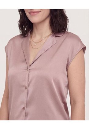 Camisa Satinada Sin Mangas  Para Mujer Café Ostu