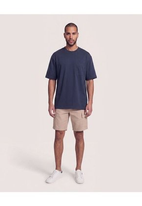 Camiseta Oversize Con Bolsillo  Para Hombre Azul Ostu